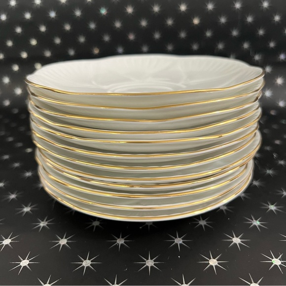 Fine Bone China Shelley England White Saucers Set of 12 - Picture 8 of 8